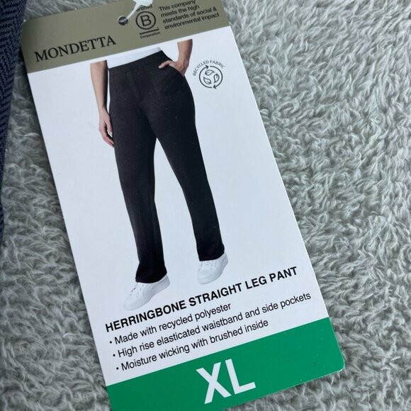 Mondetta Herringbone Straight Leg Pants XL Recycled Polyester Blend NWT 2572 - Picture 3 of 11